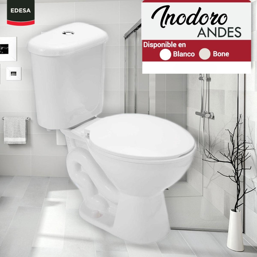 INODORO DOS PIEZAS REDONDO COLOR BLANCO ANDES EDESA