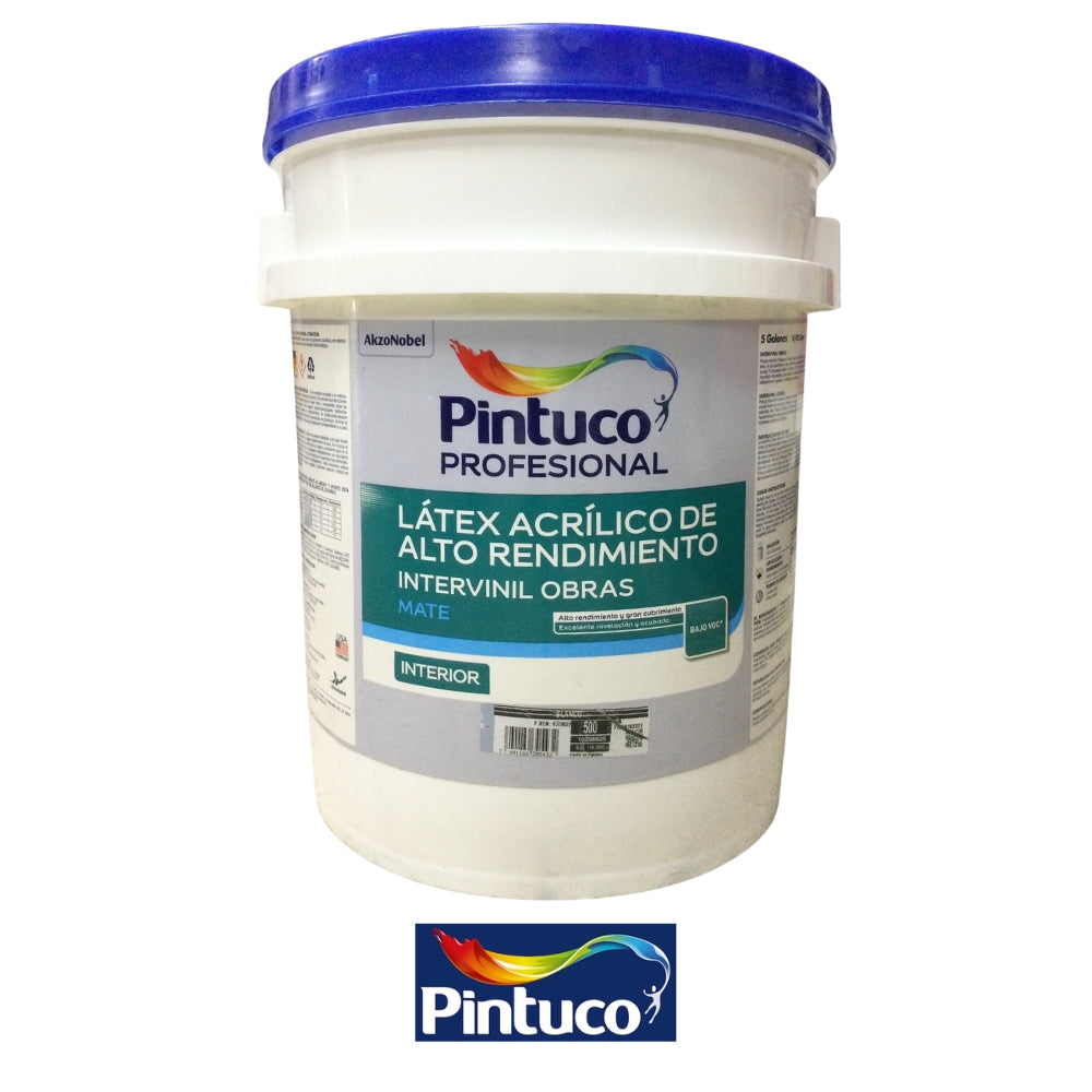 PINTURA NTERVINIL PROFESIONAL OBRAS BLANCO 5 GL (18.925L) PINTUCO 10296625
