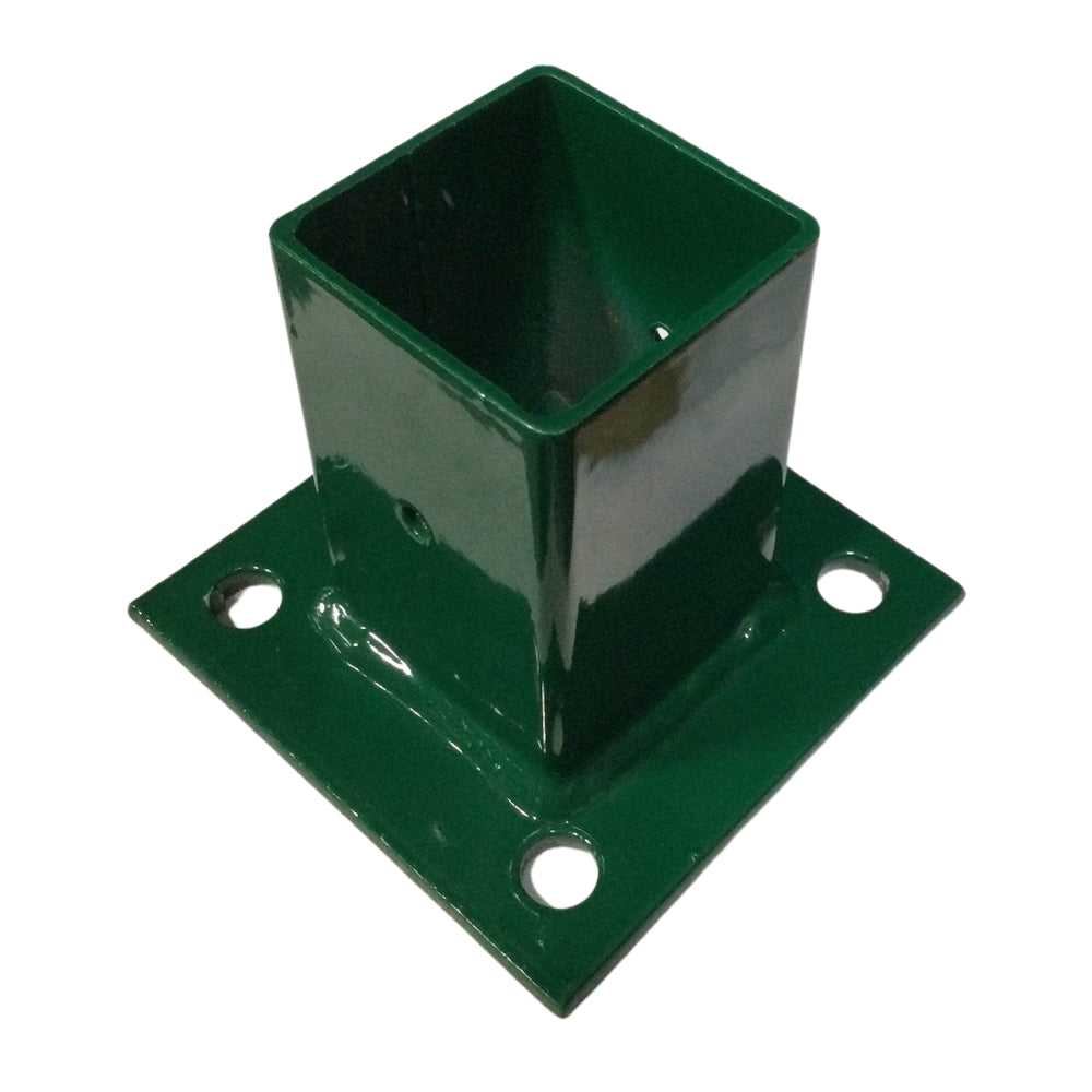 BASE METALICA PARA POSTE DEACERO COLOR VERDE CON TORNILLO/TACOS 79850