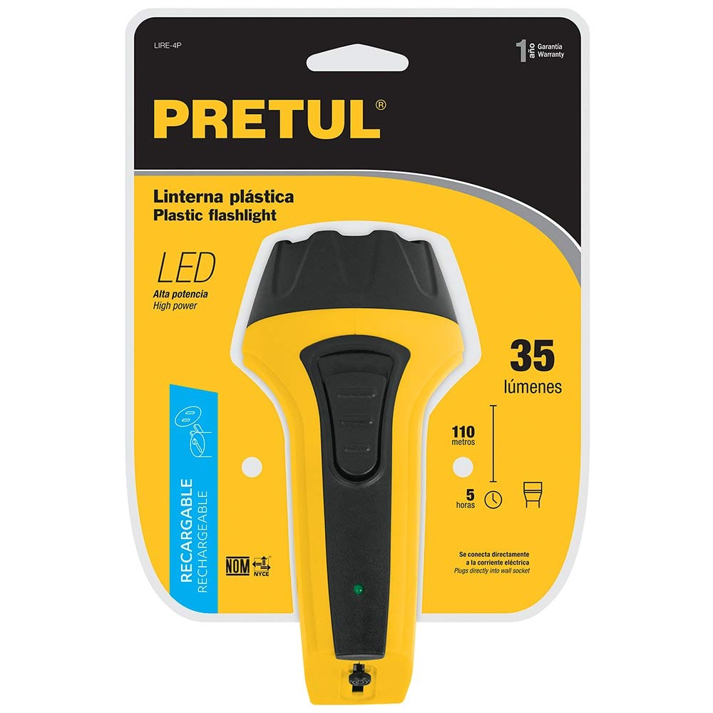LINTERNA RECARGABLE LED 35 LUMENS DISTANCIA 110m PRETUL
