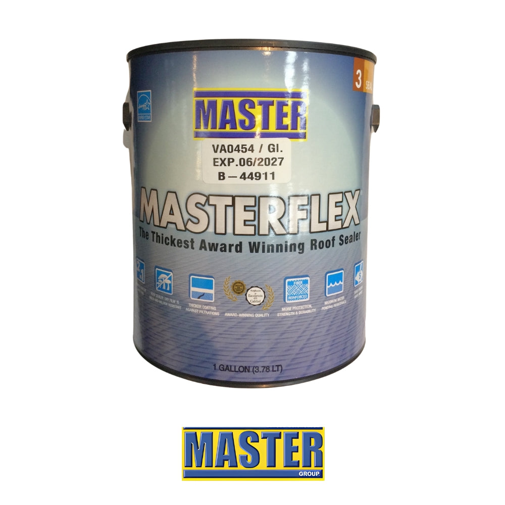 PINTURA IMPERMEABILIZANTE ACRILICO CON FIBRA MASTERFLEX BLANCO GL VA0454P MASTER