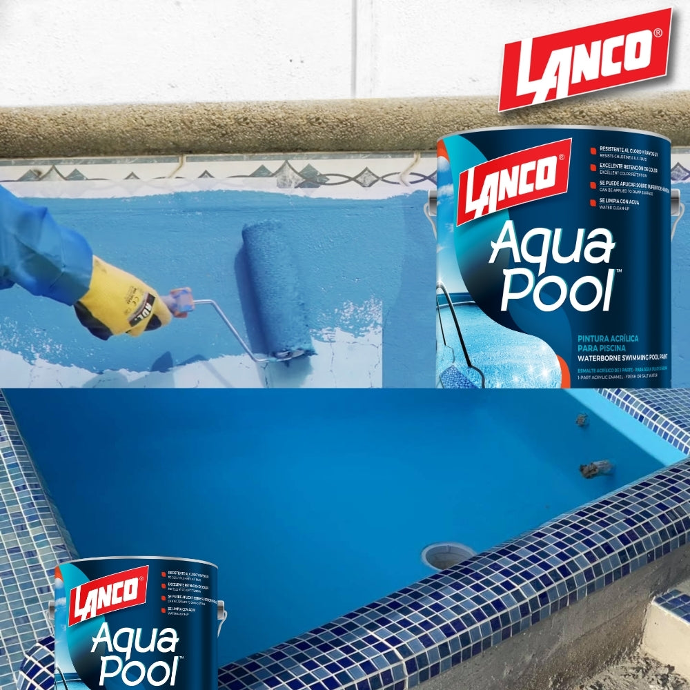 PINTURA DE PISCINA ACRILICO AQUA POOL OCEANO AZUL GL AP2517-4 LANCO