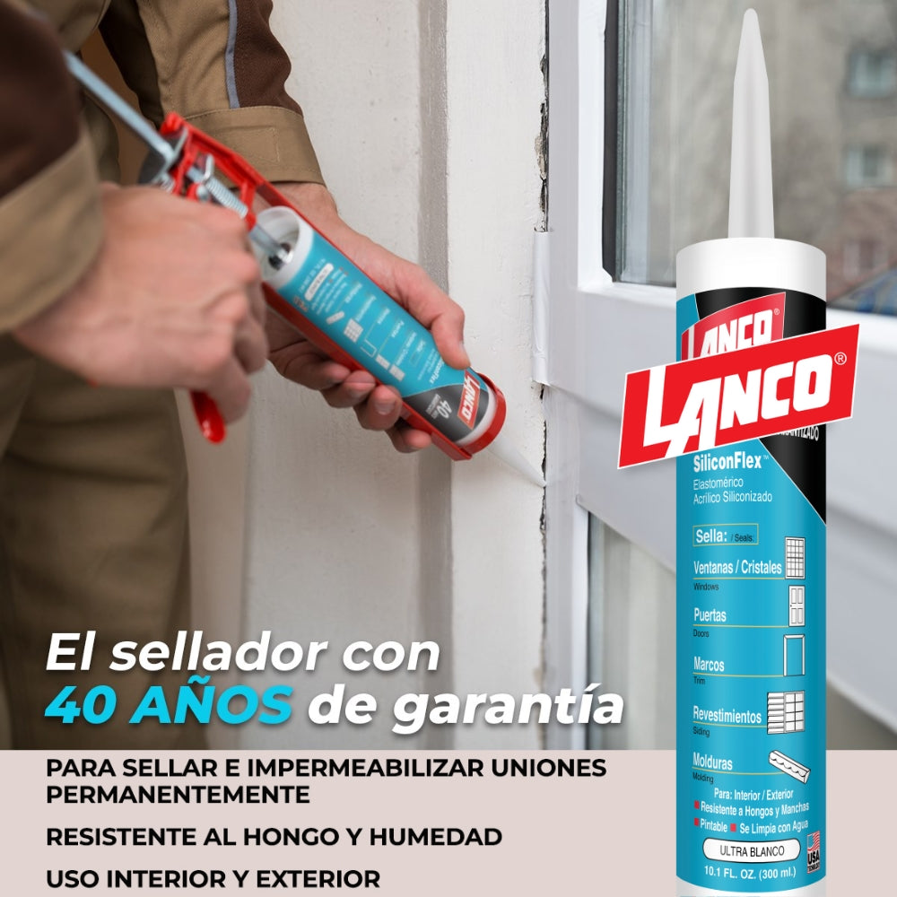SELLADOR ACRILICO SILICONFLEX BLANCO 10 ONZAS CC767-18 LANCO