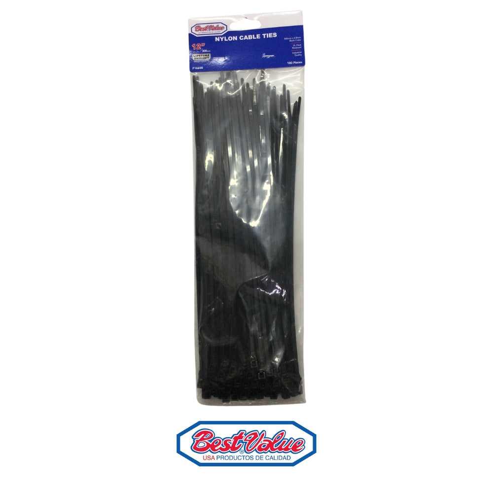 ZUNCHO PLASTICO NEGRO DE 12 PULGADAS X 4.8mm BEST VALUE