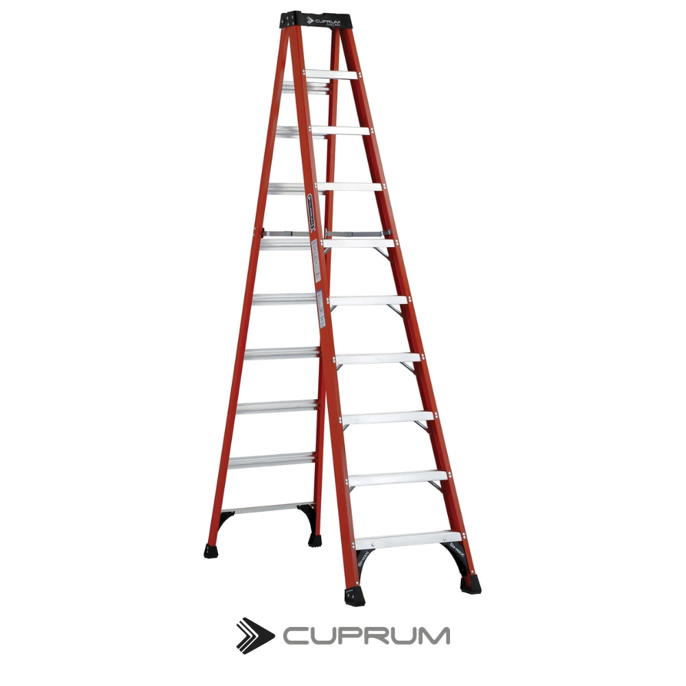 ESCALERA TIJERA USO INDUSTRIAL TIPO 1A FIBRA VIDRIO 10 PIES 225 KG C-3017-10 CUPRUM