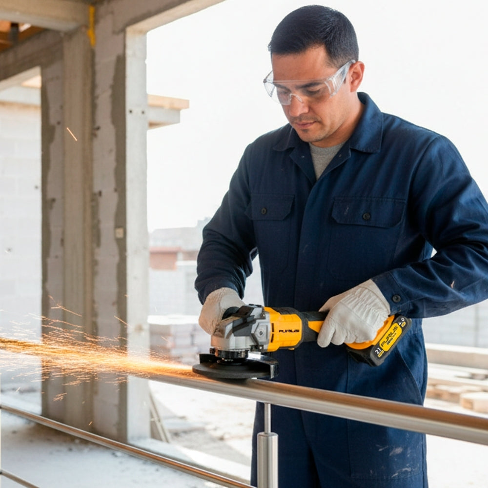 ESMERILADORA ANGULAR FURIUS 4-1/2 S/CARBONES 20V 1 BATERIA 4AH