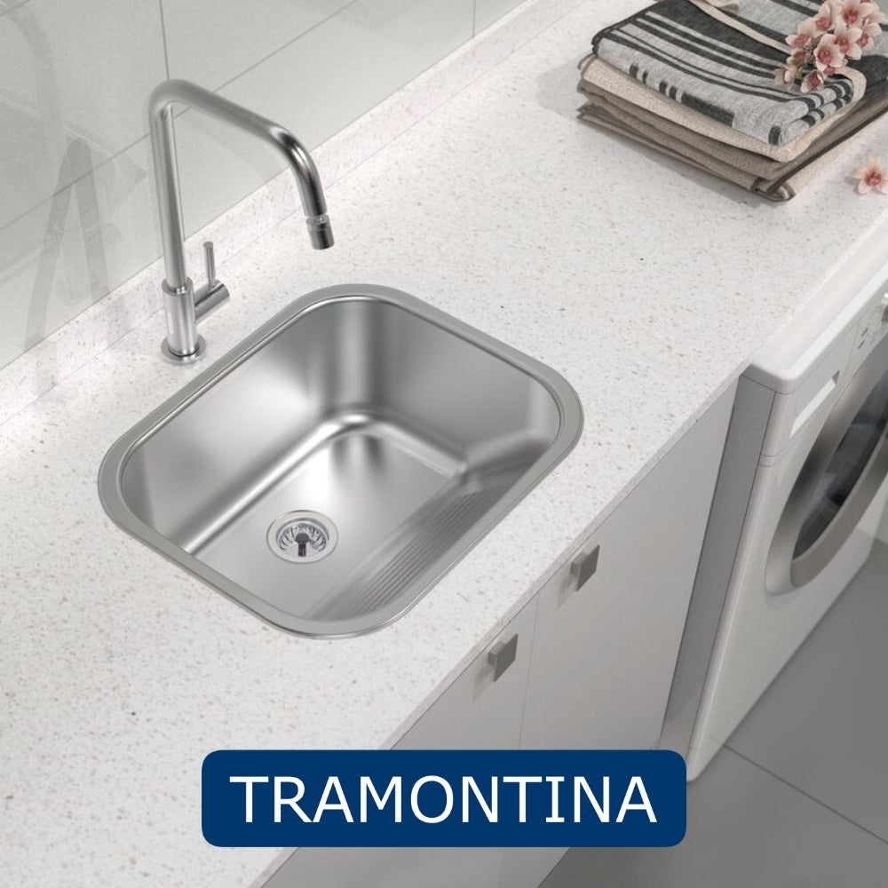 LAVADERO DE EMPOTRAR ACERO INOXIDABLE SATINADO 50 CM X 40 CM TRAMONTINA 94400107