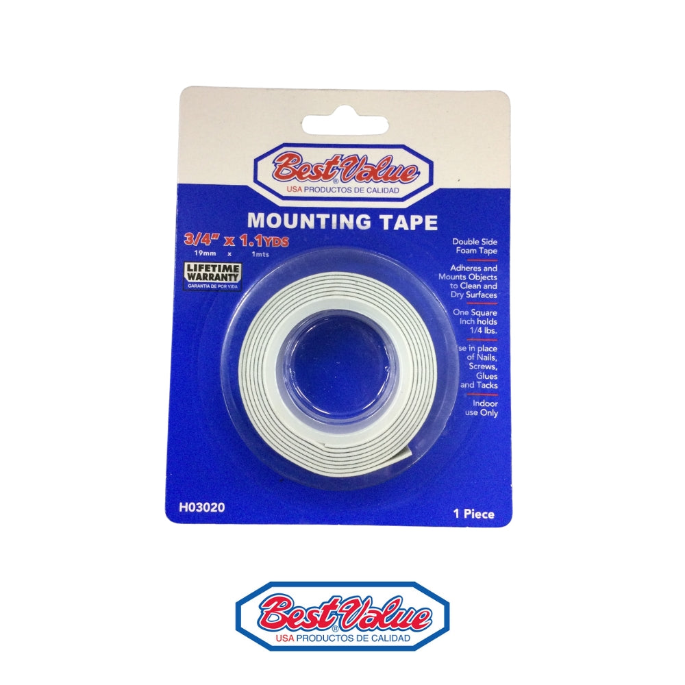 TAPE DOBLE CONTACTO 3/4 PULGADA X 1 METRO BEST VALUE