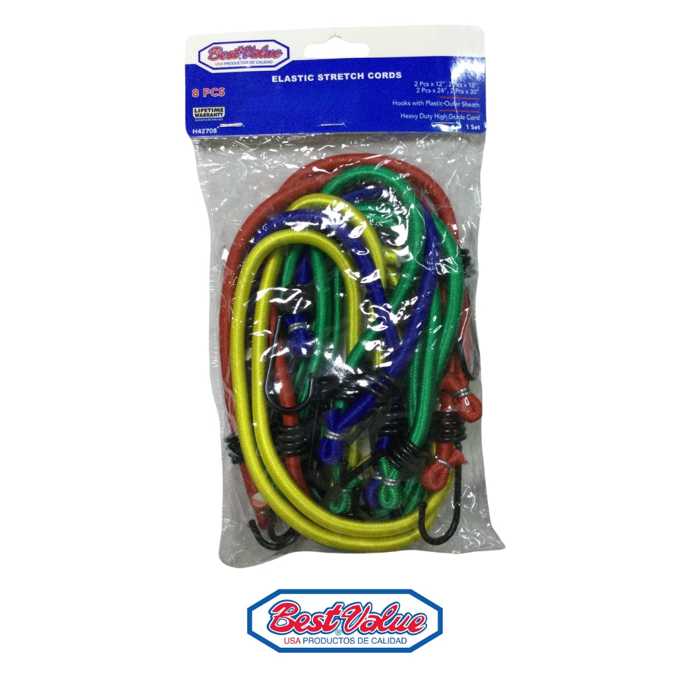 JUEGO CORDON ELASTICO SURTIDO 8 PIEZAS BEST VALUE