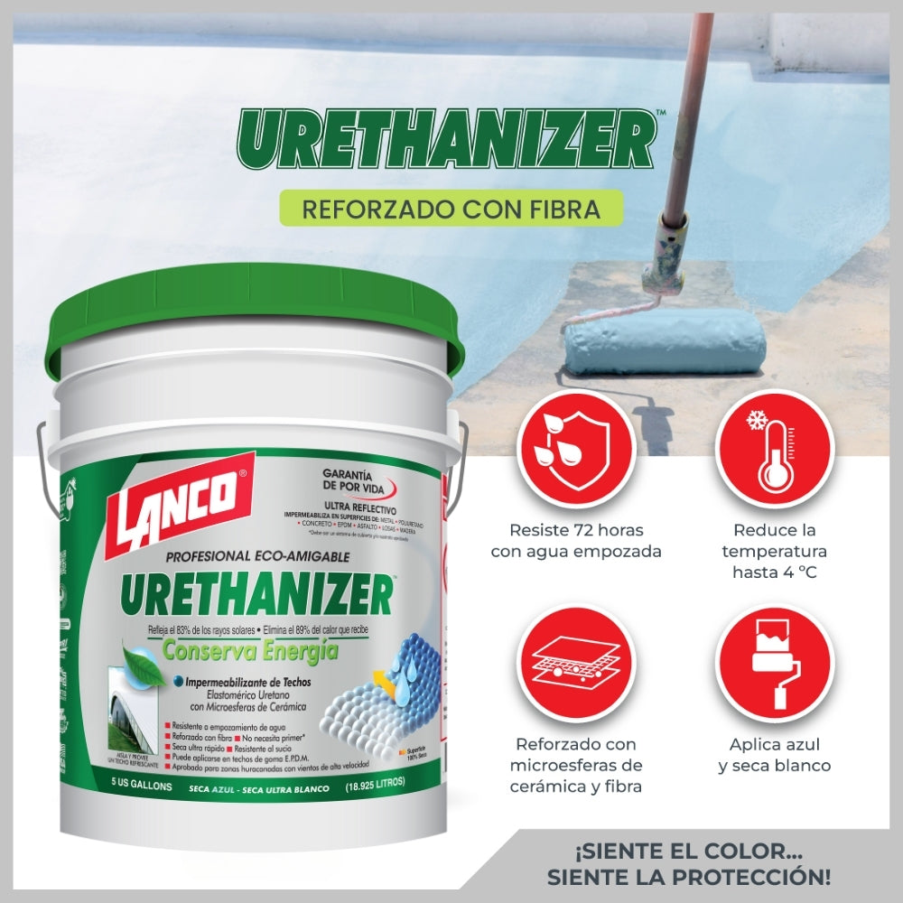 PINTURA IMPERMEABILIZANTE PARA TECHO URETHANIZER 5 GALONES RC994-2 LANCO