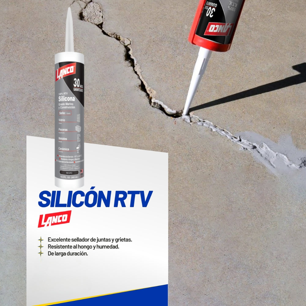 SILICON NEGRO 100% 10 ONZAS SS890-18 LANCO