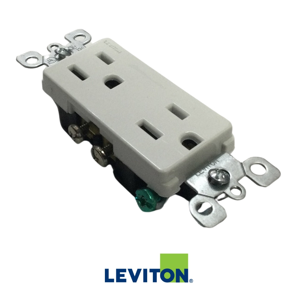 TOMACORRIENTE DOBLE DECORA 15A/125V NEMA 5-15R BLANCO LEVITON