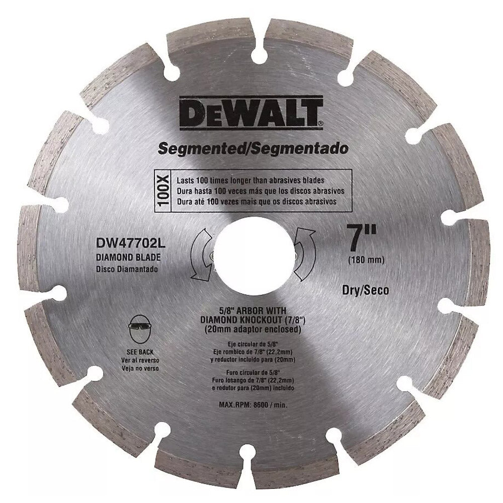 DISCO DIAMANTE 7 PULGADAS BORDE SEGMENTADO CORTE EN SECO DW47702L DEWALT