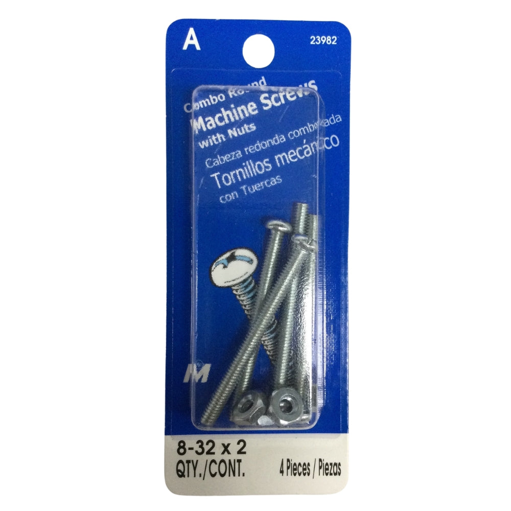 【NOśWEA　kurocap_Dlogo】 TORNILLO DE MAQUINA ZINCADO CAB REDONDA COMBO N°8-32 x 2 PULGADAS ROSC