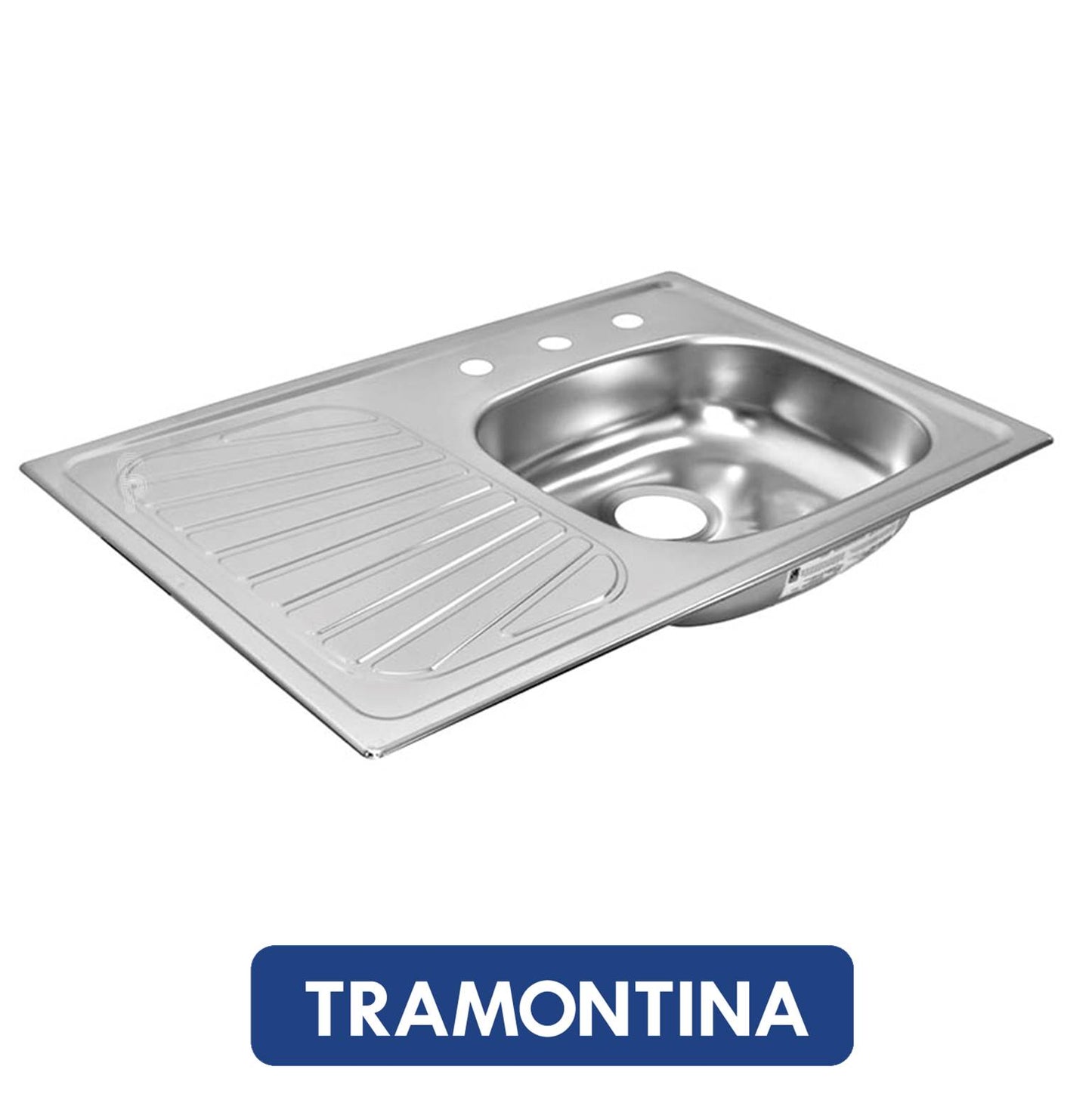FREGADOR DE EMPOTRAR SENCILLO CON ESCURRIDOR IZQUIERDO 31.5 PULGADAS X 20.5 PULGADAS C/GRAPA TRAMONTINA