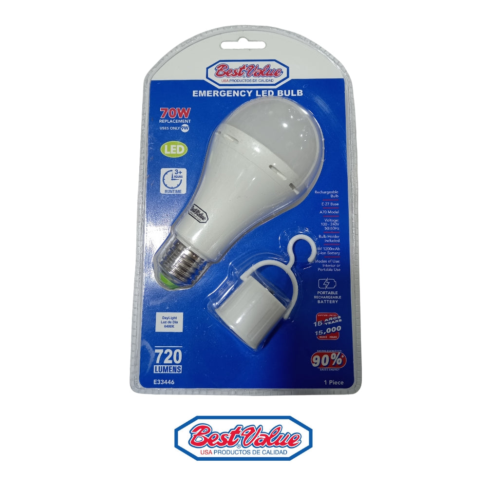 BOMBILLO LED DE EMERGENCIA A70 9W 6500K BEST VALUE