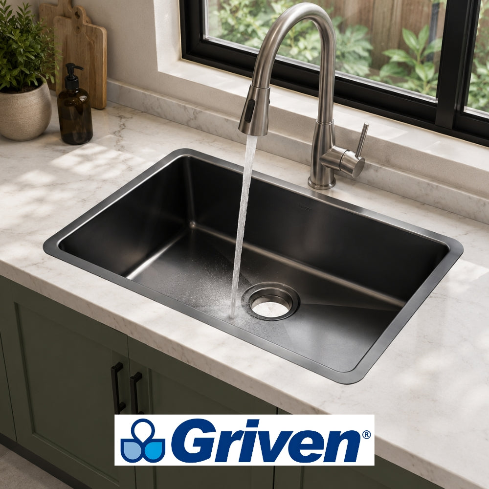 FREGADOR DE SOBREPONER SENCILLO DE ACERO INOXIDABLE 68X45X23 CM GRIVEN GRV-68X45