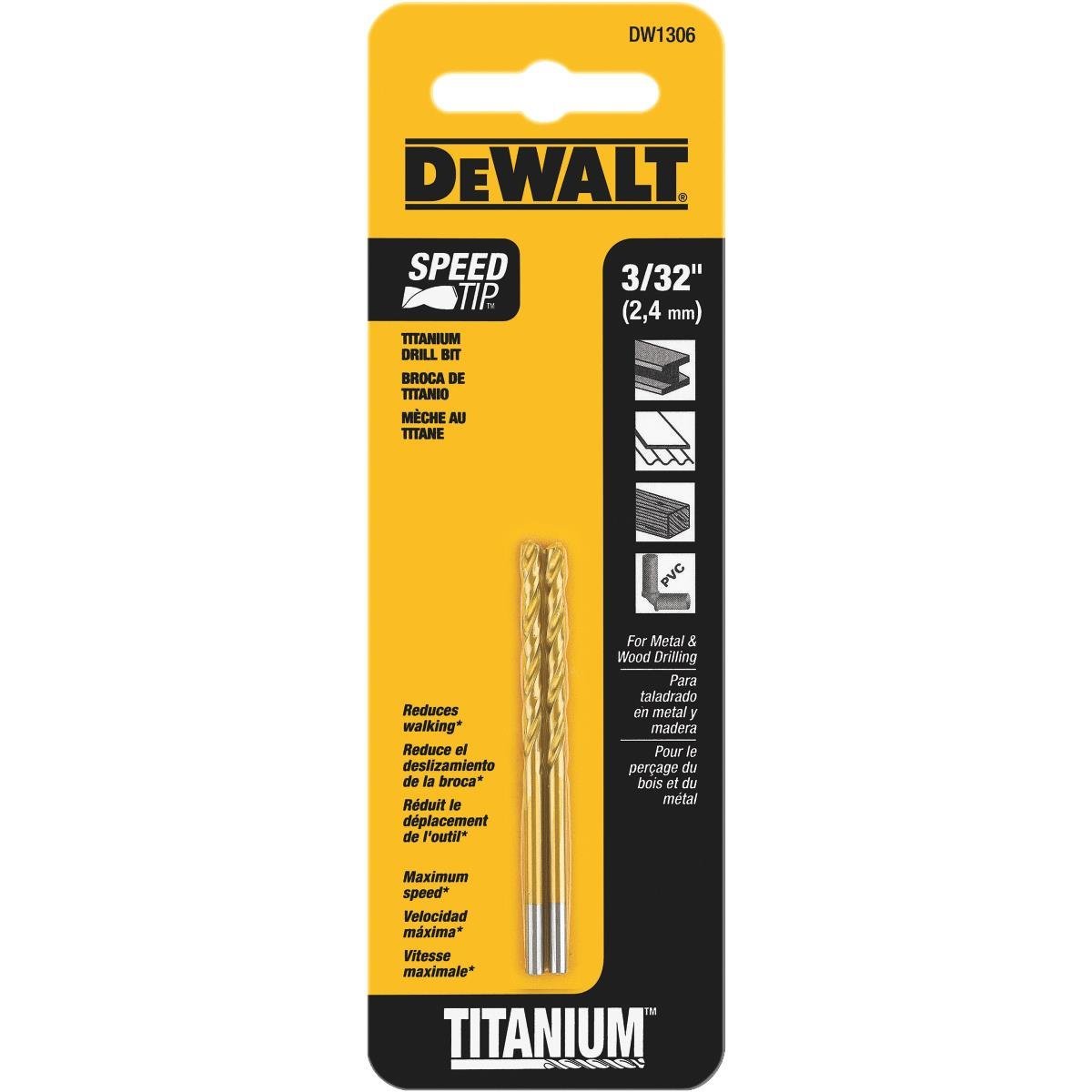 BROCA DE TITANIO 3/32 PULGADAS DEWALT (DW1306)