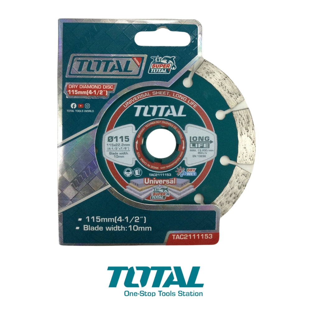 DISCO DE DIAMANTE 115 X 22mm SEGMENTADO CORTE EN SECO TOTAL TAC2111153