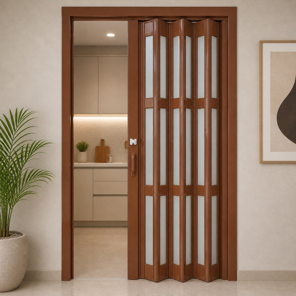 PUERTA PLEGABLE PVC 2030X1060X12MM BCHOCOLATE FULL VIDRIO (F1219DB3)