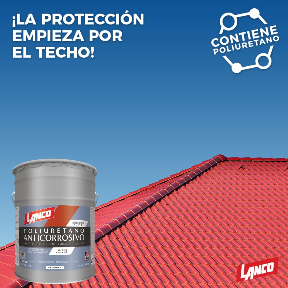 PINTURA ANTICORROSIVO POLIURETANO TEJA 5 GALONES MM91-2 LANCO