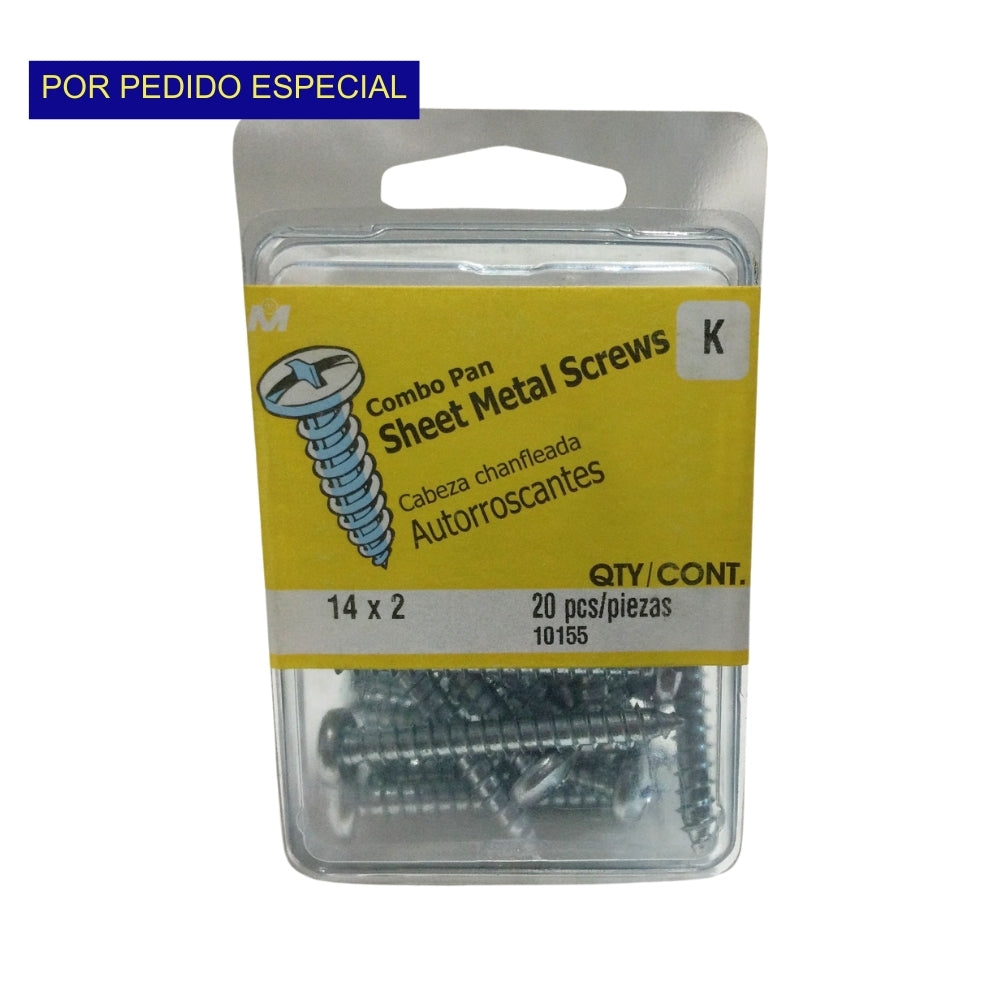 TORNILLO PARA LAMINA COMBO PAN HEAD ZINCADO #14 x 2 PULGADAS