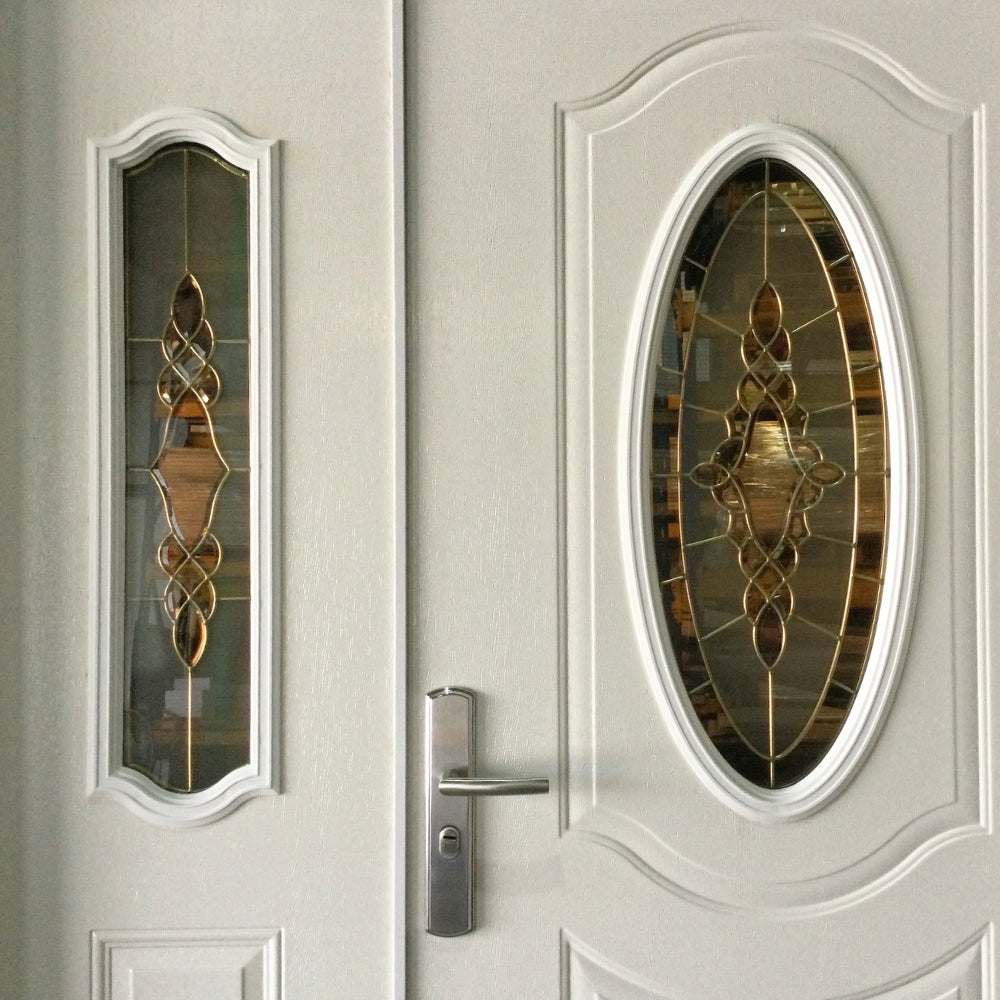 PUERTA MULTIPUNTOS GALVANIZADA BLANCA 1 PAÑO FIJO VIDRIO OVALADO 1500X2150MM DERECHA SECURE