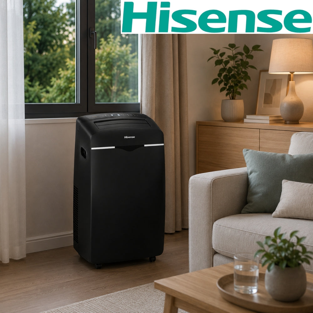 AIRE ACONDICIONADO PORTÁTIL HISENSE, 14K BTU, ON/OFF, WIFI R32 NEGRO (AP-14CW1RNXS20)
