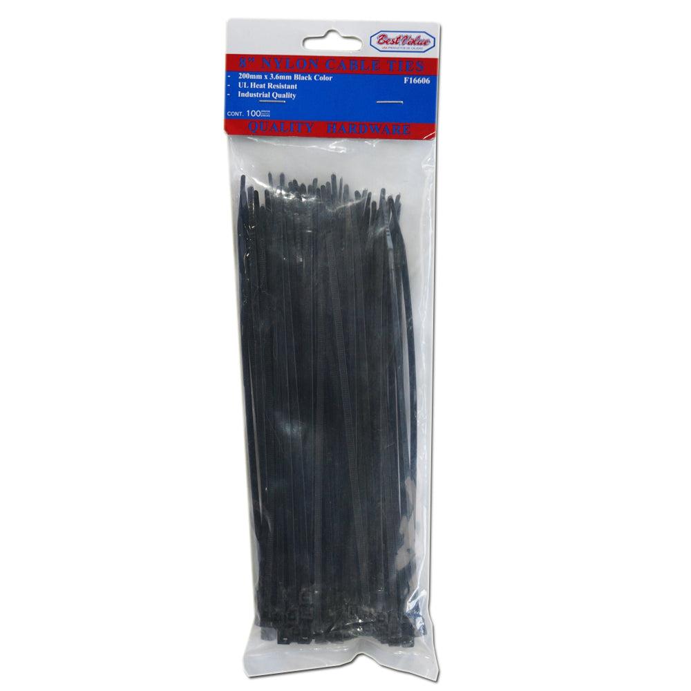ZUNCHO PLASTICO NEGRO DE 8 PULGADAS X 3.6mm BEST VALUE