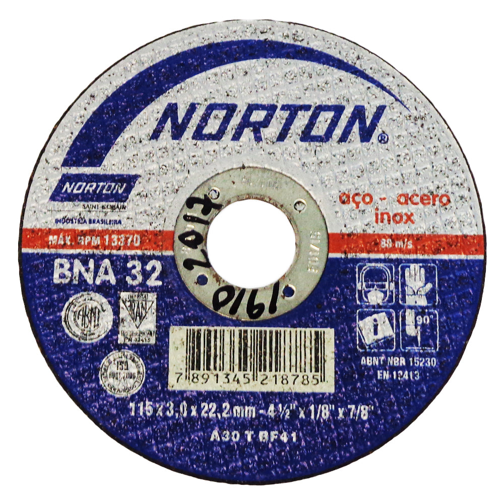 DISCO ABRASIVO CORTE METAL 7 PULGADA X 1/16 PULGADA X 7/8 PULGADA NORTON