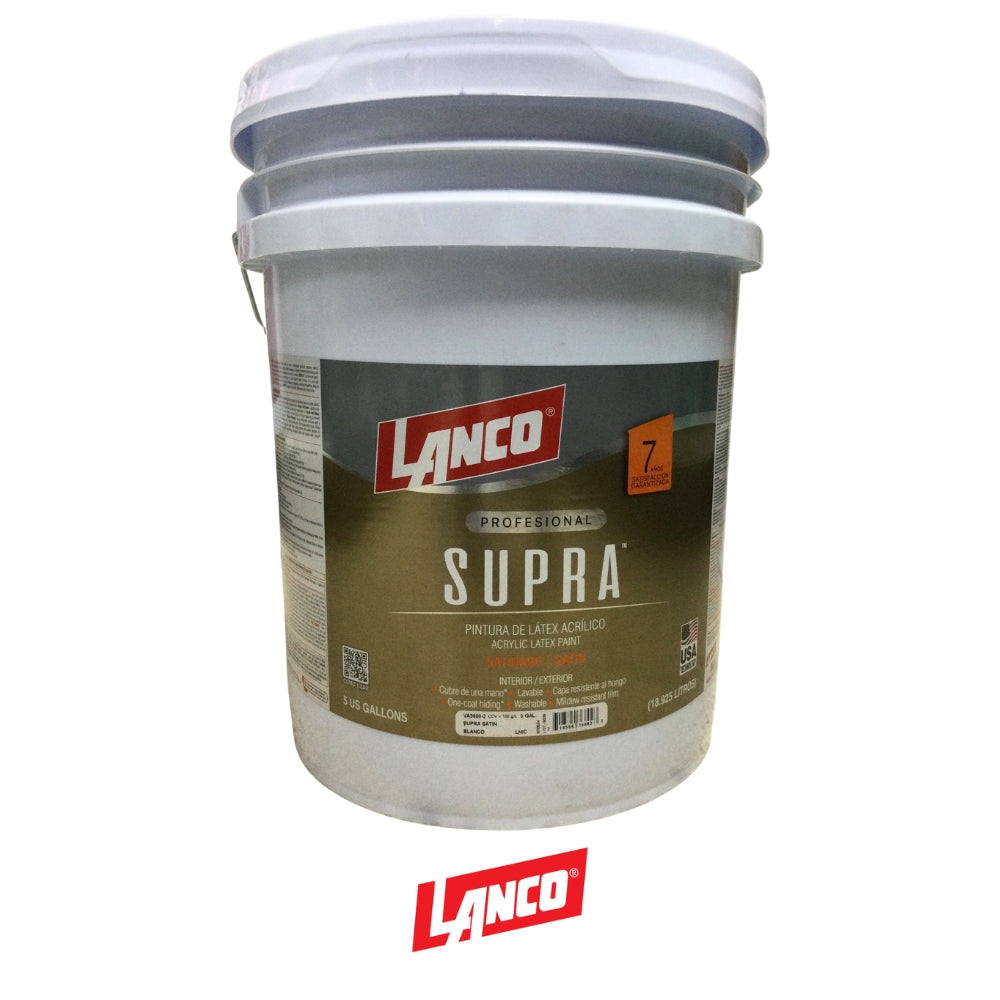 PINTURA BASE PARED SUPRA SATIN BLANCO TANQUE 5 GL VA3680-2 LANCO