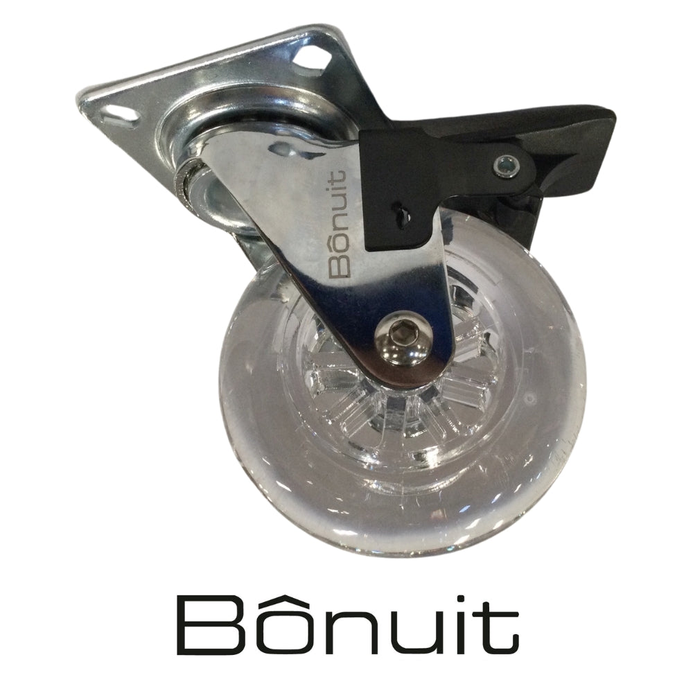 RODAJA PU TRANSPARENTE CON FRENOS 64KG h: 97mm ø 75mm