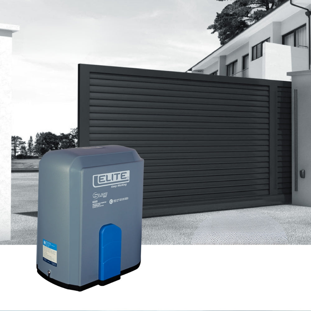MOTOR CORREDIZO PARA PUERTAS DE 800KG USO RESIDENCIAL INCLUYE 2 CONTROLES REMOTOS Y 4 METROS DE CREMALLERA 110V ELITE