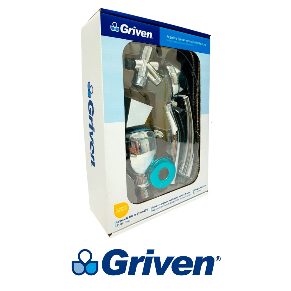 REGADERA DE MANO PARA DUCHA CON MANGUERA GRIVEN GV-SHC-9