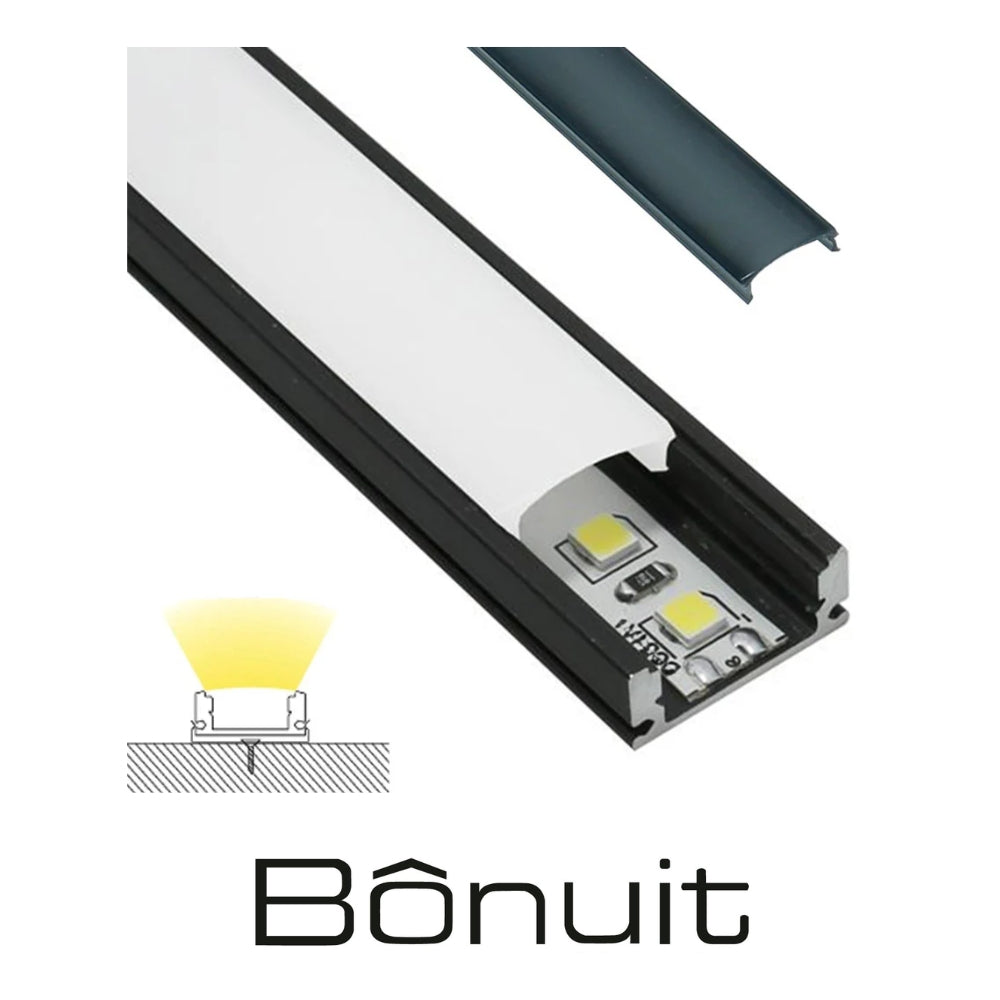 PERFIL DE ALUMINIO CON LUZ LED NEU X3M NEGRO