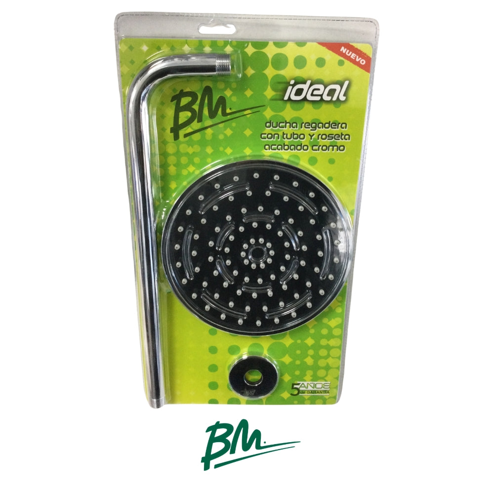 REGADERA CON TUBO Y ROSETA DE 8 PULGADAS CROMO IDEAL BM-9011