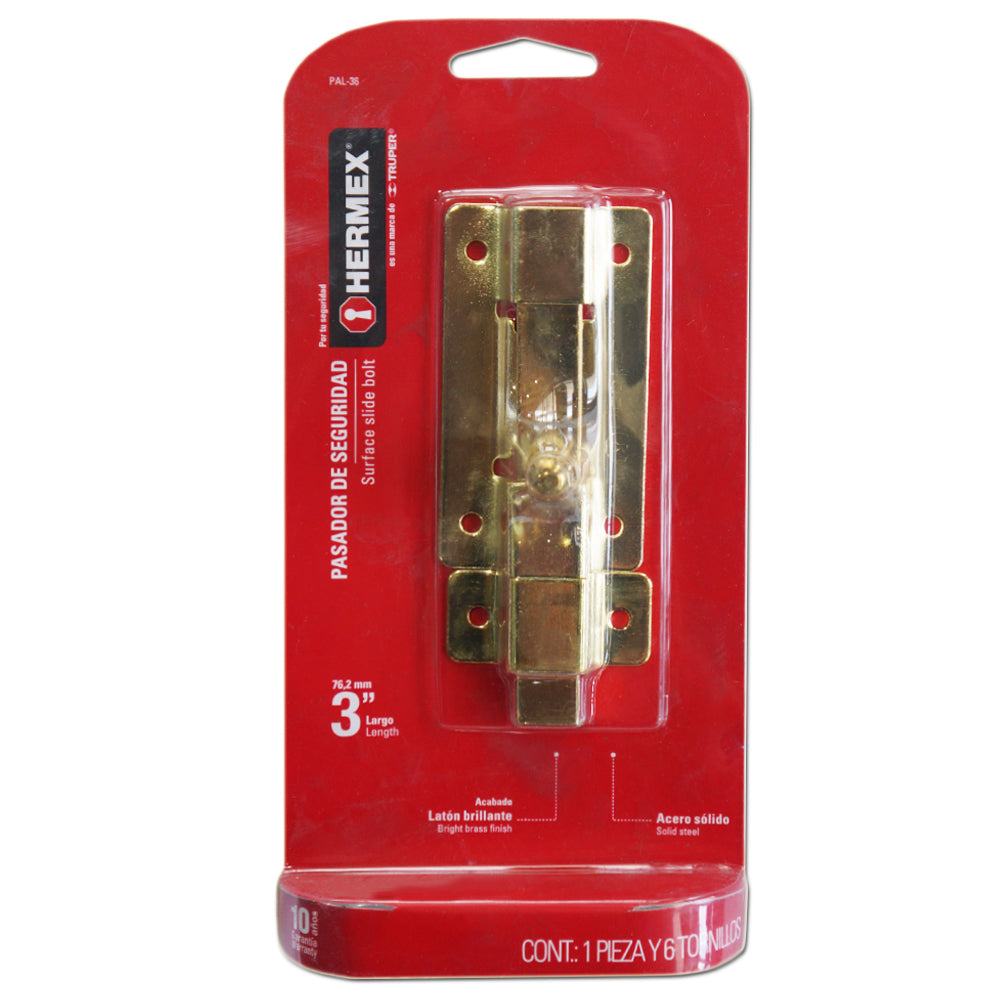 PICAPORTE DORADO 3 PULGADAS 75mm HERMEX