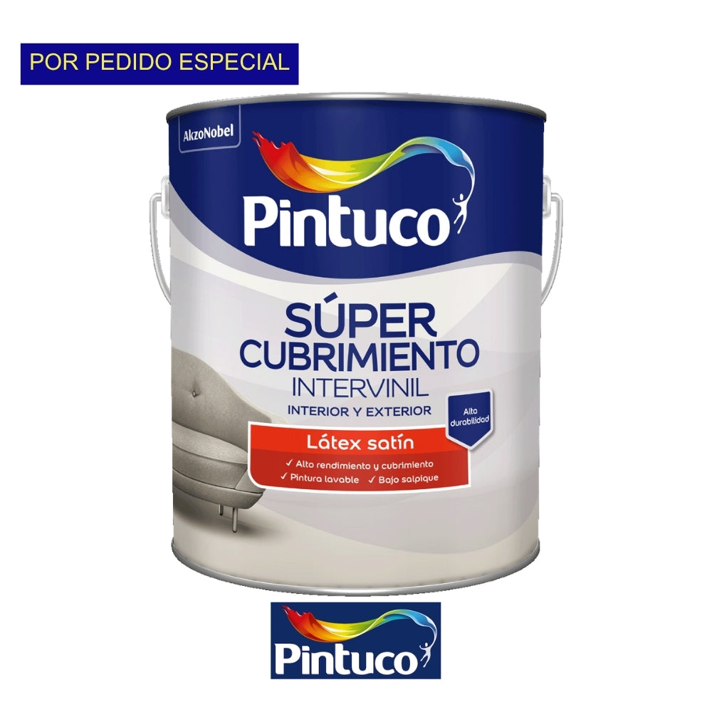 PINTURA SUPER CUBRIMIENTO LATEX SATIN BASE WHITE 1 GL PINTUCO