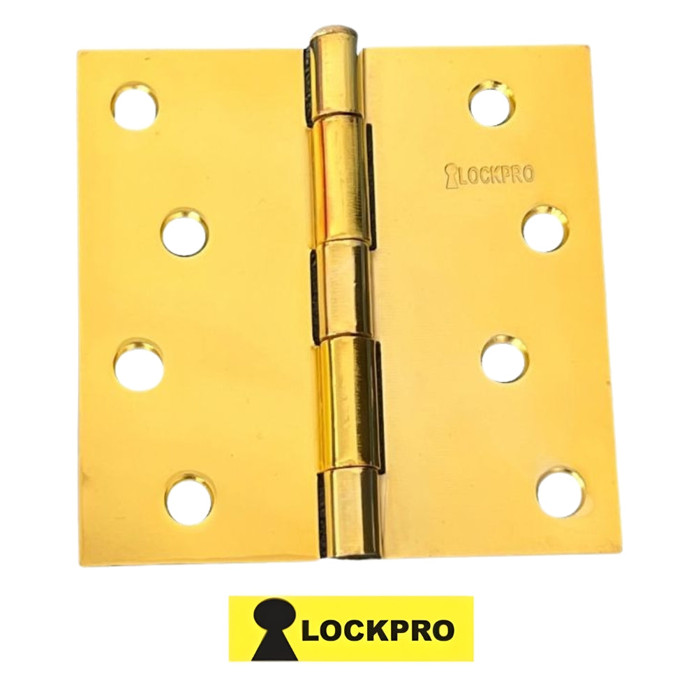 BISAGRA DORADA 4 PULGADAS X 4 PULGADAS PAR 2.0 MM ESPESOR LOCKPRO