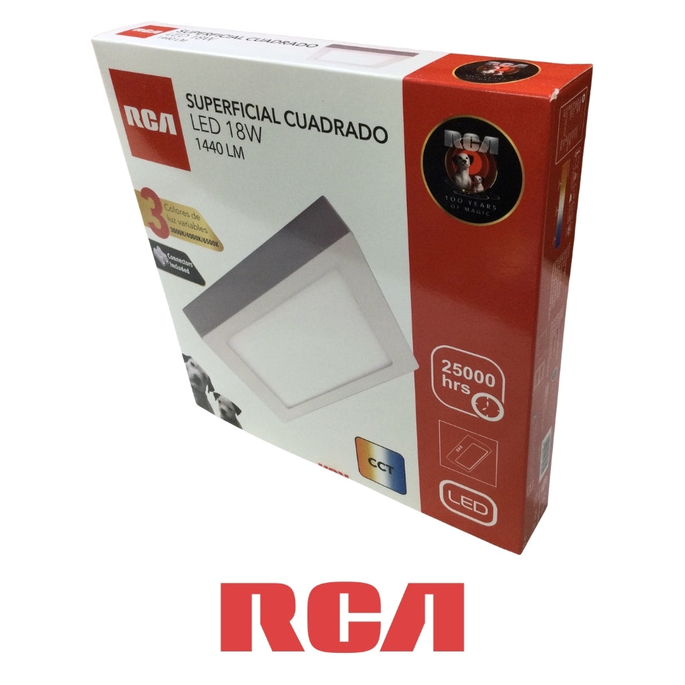 PANEL LED CUADRADO SOBREPONER 18W 1440LM 3000K/4000K/6500K 85-277V 223*223*34MM RCA (RLCSLN18W)