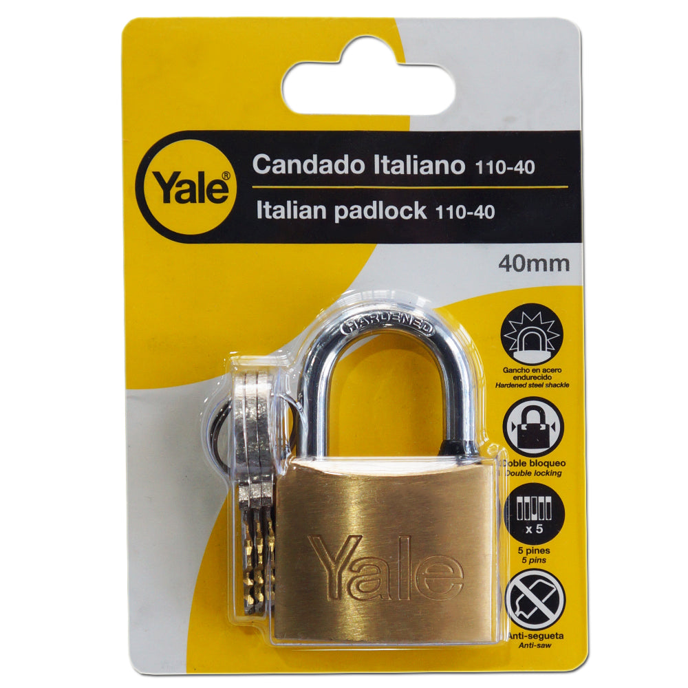 CANDADO 40mm ACERO ENDURECIDO ARANDELA CONTRA AGUA YALE