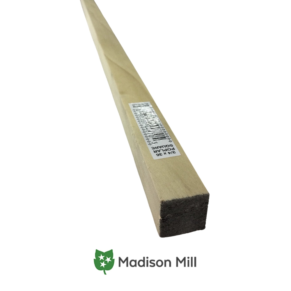 TARUGO DE MADERA CUADRADO 3/4 PULGADAS X 36 PULGADAS POPLAR 444554