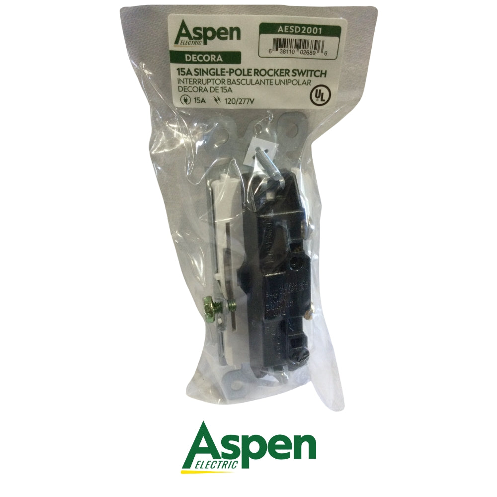 INTERRUPTOR SENCILLO BLANCO DECORA 15A 120/277V UL ASPEN