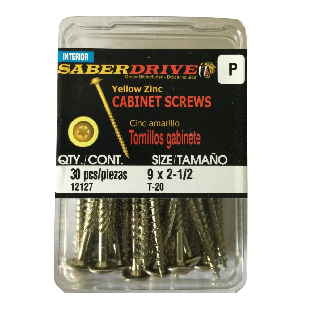 TORNILLO DE GABINETE ZINC AMARILLO #9 x 2-1/2 PULGADAS