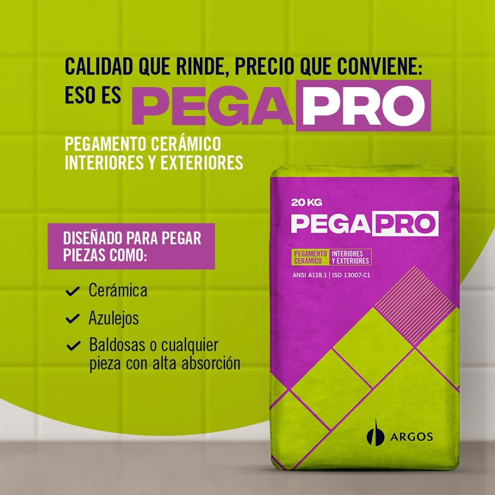 PEGAPRO PEGAMENTO CERAMICO ARGOS 20 KG