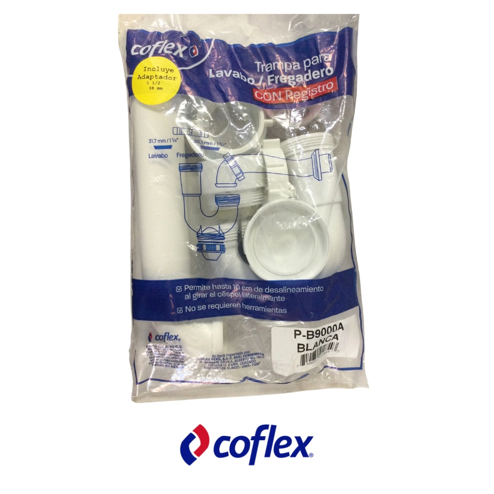 TRAMPA PARA FREGADOR/LAVAMANOS CON REGISTRO DE 1 1/2 IN ADAPTER 1 1/4 IN
