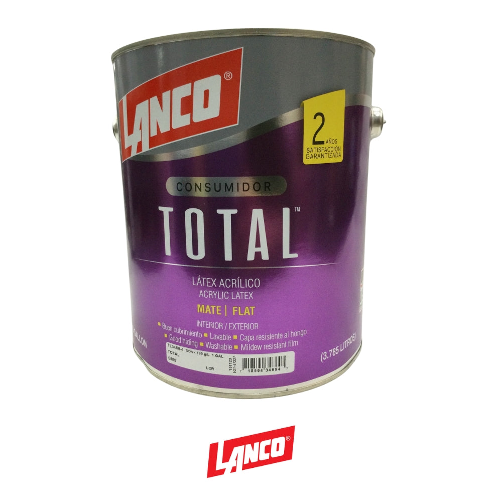 PINTURA ACRILICA TOTAL LATEX GRIS GL TL3468-4 LANCO