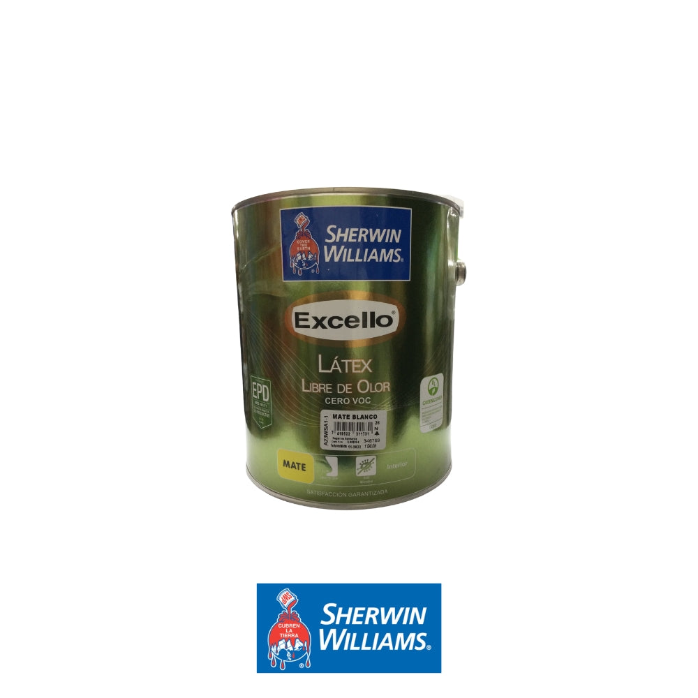 PINTURA LATEX LIBRE DE OLOR MATE ULTRA BLANCO EXCELLO GL A23WSA1-1 SHERWIN WILLIAMS