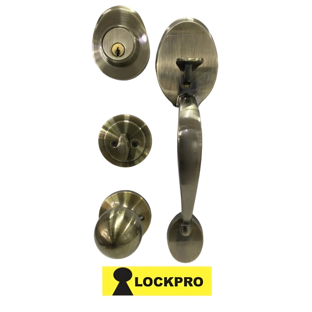 CERRADURA DE ENTRADA PRINCIPAL BRONCE ANTIGUO 71061 LOCKPRO