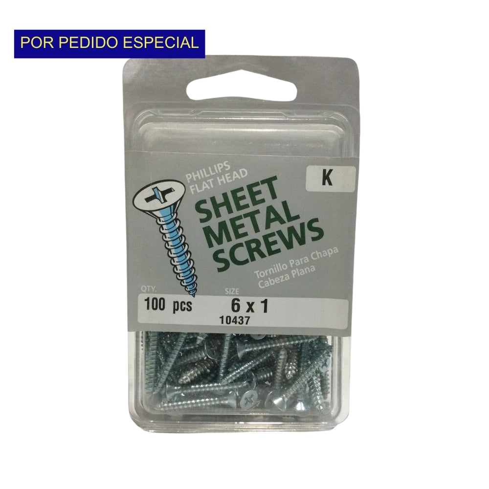 TORNILLO PARA LAMINA ZINCADO CAB PLANA PHILLIPS #6 x 1 PULGADAS